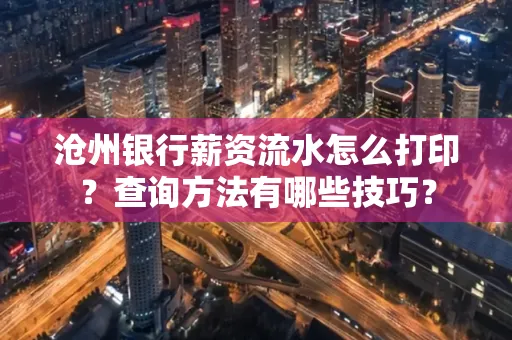 沧州银行薪资流水怎么打印?查询方法有哪些技巧?